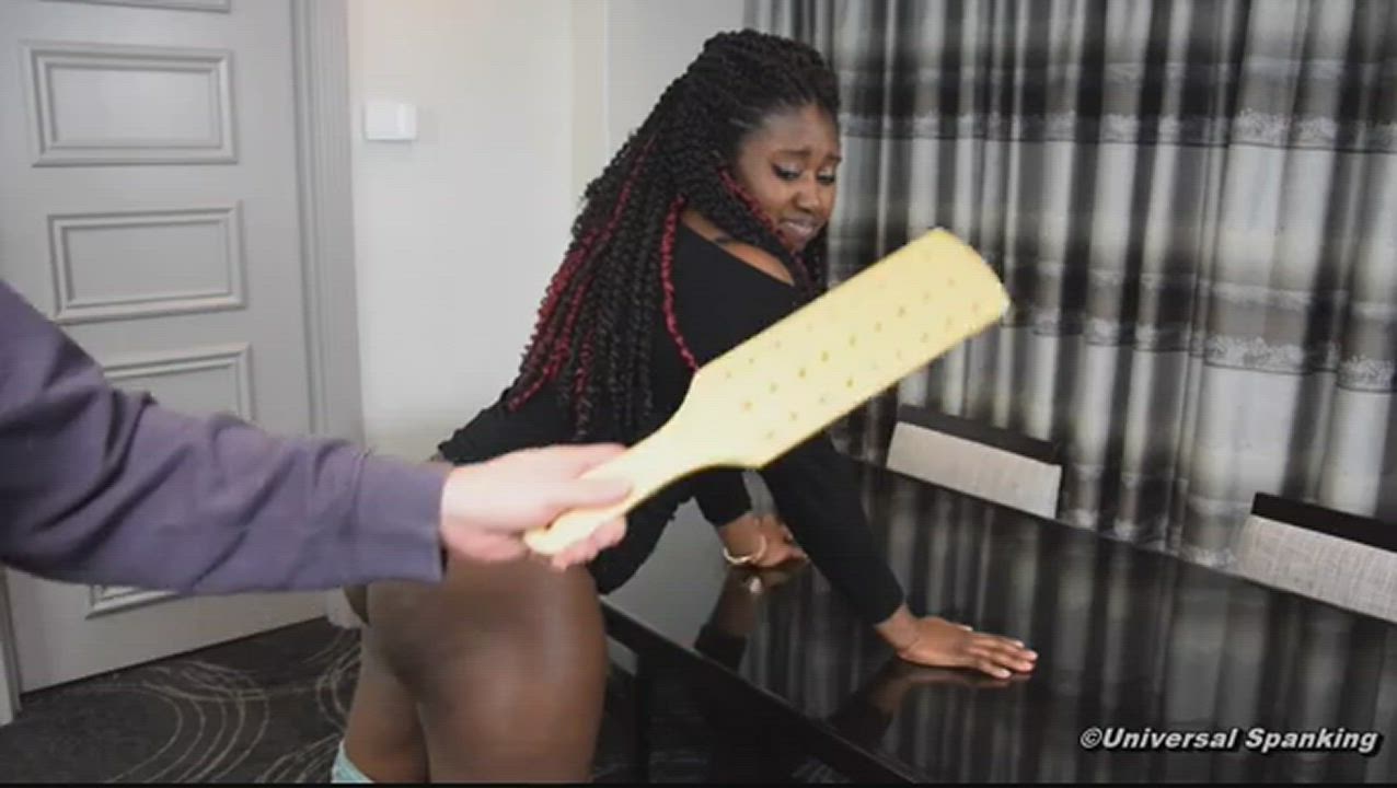 Big Ass Discipline Ebony Interracial Male Dom Punishment Spanking Submission gif