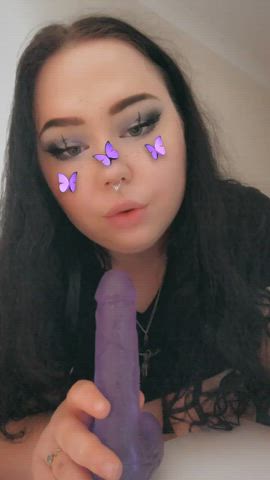 Blowjob Blue Eyes Dildo Goth Sloppy Spit gif