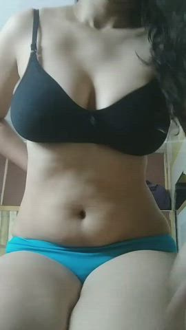 amateur big tits desi hotwife indian milf pakistani solo strip tits gif