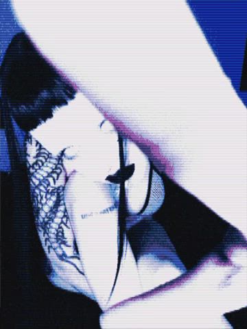 big tits blue boobs goth pale pierced tattoo gif