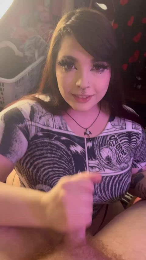 femdom handjob tits gif