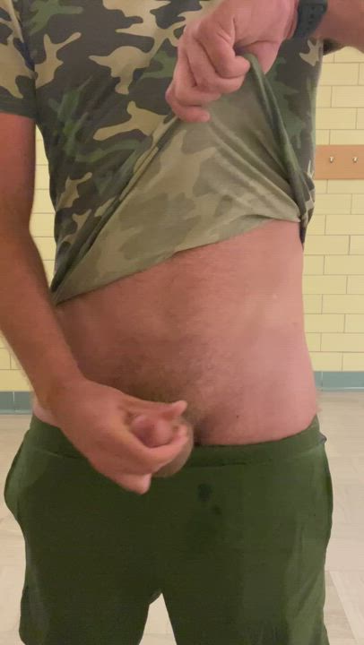 Shooting cum in a bathroom at Purdue [35m Indiana]