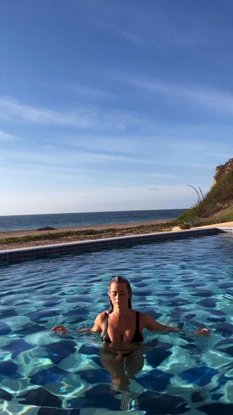 big tits blonde pool wet gif