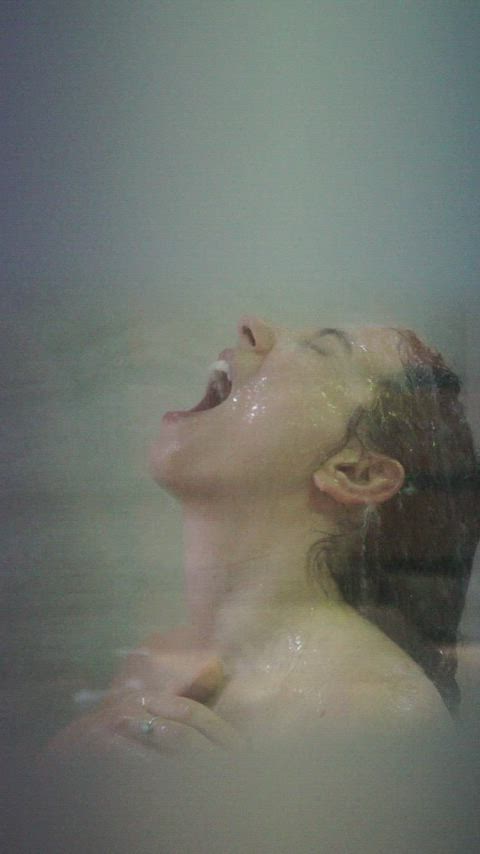 amateur brunette cute drool drooling onlyfans shower solo wet gif