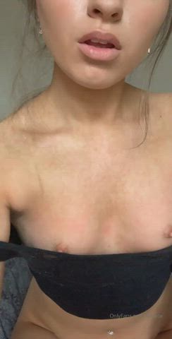 fingering small tits wet pussy gif