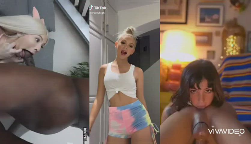 bbc babe babecock blowjob celebrity face fuck pawg rimjob split screen porn gif