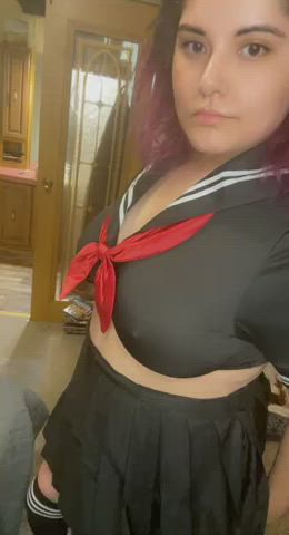 goth schoolgirl tease gif