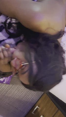 amateur blowjob deepthroat ebony interracial pov gif
