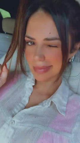 Brazilian Brown Eyes Brunette Car Dani Facial Labia Tease gif