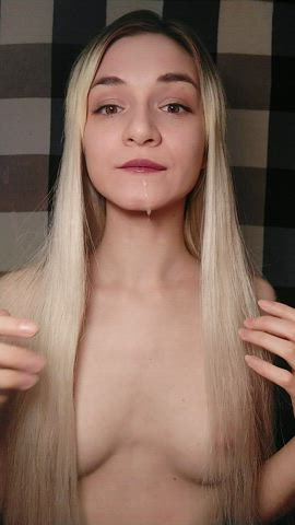 [oc] i want to drool on my small tits and nipples while you fuck my deep throat 🤤