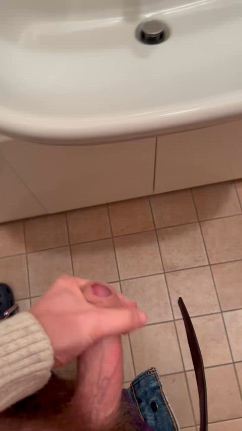 bathroom cumshot gay gif