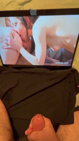 cumshot gooning selfie gif