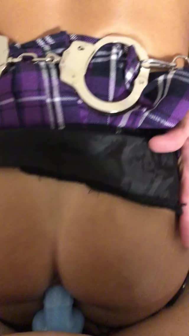 Getting pounded in the butt whole prone, handcuffed, spreader bar, chastity cage.