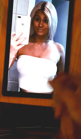 big dick big tits braless cum cumshot nipples thick cock tribute uncut gif