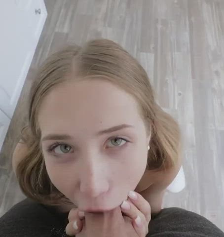 POV Blowjob Deepthroat Blonde gif