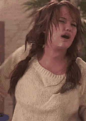 big tits boobs celebrity debby ryan nipples squeezing star gif