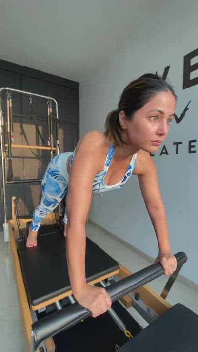 bollywood celebrity cleavage workout gif