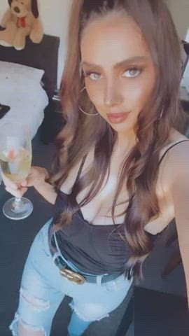 Brunette Jeans Small Tits gif