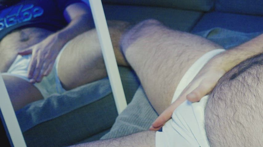 Australian Bear Gay Hairy Cock Male Masturbation Mirror Solo