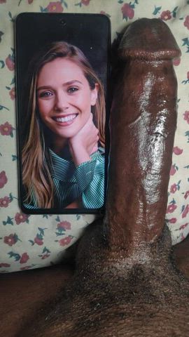 BBC Babe Celebrity Cock Elizabeth Olsen Smile Tribbing Tribute gif
