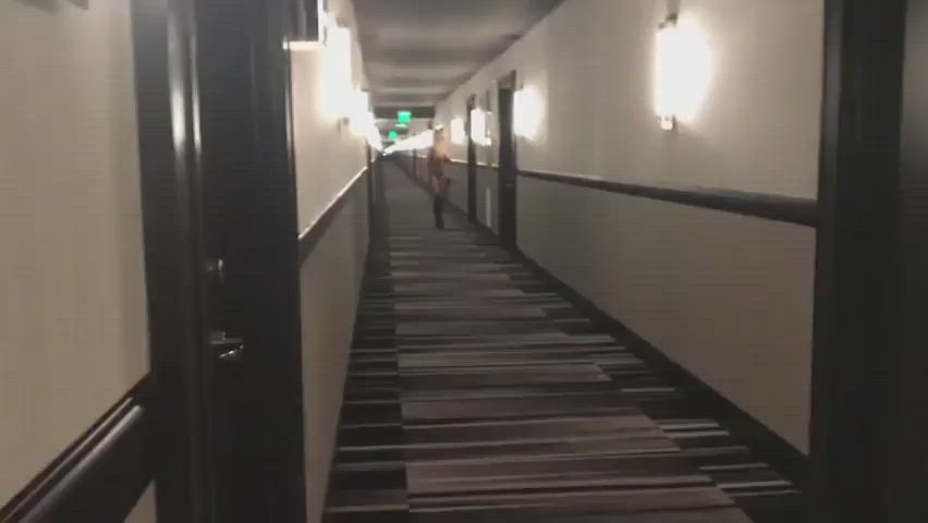 Naked in the hallway
