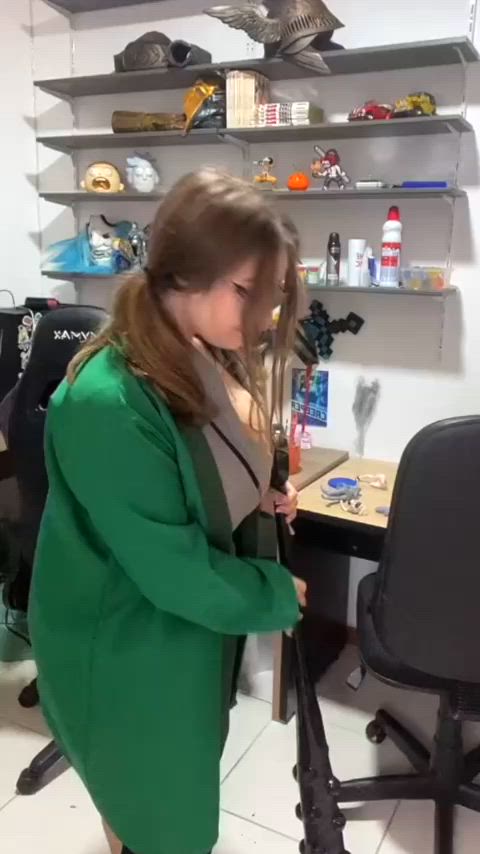 boobs bra busty clothing cosplay exposed jiggle jiggling milf gif