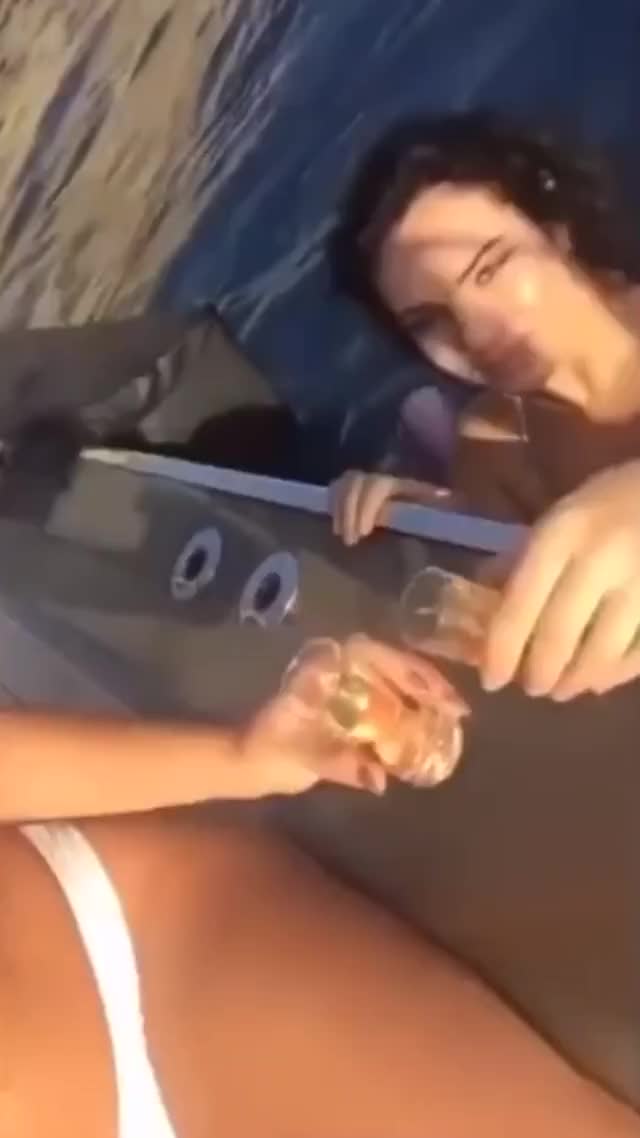 Demi Rose Mawby chilling and drinking beer in new white bikini