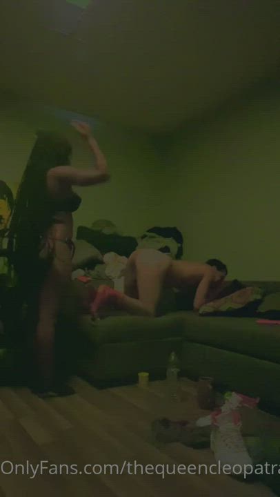 Ebony Interracial Pegging Strap On gif