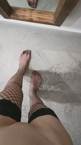 Feet Feet Fetish Fishnet Legs Mirror Nylons Stockings Toes gif