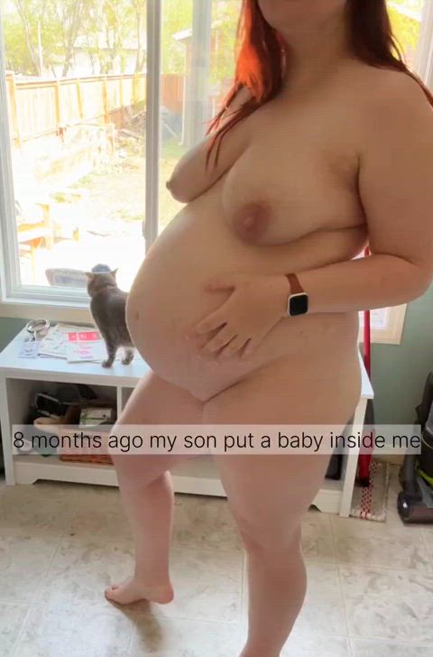 boobs breeding impregnate milf mom pregnant son step-mom tits gif