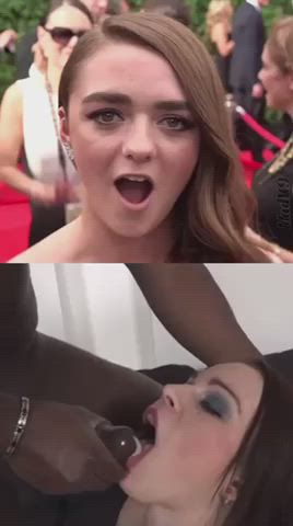 bbc babecock blowjob cum in mouth maisie williams swallowing gif