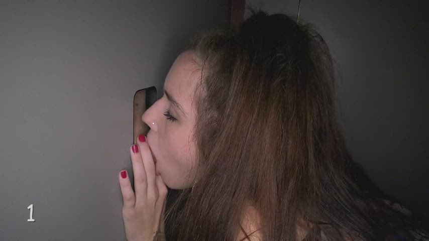 blowjob brunette cum in mouth glory hole jordan tattoo gif