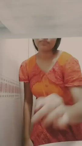 bathroom petite selfie striptease gif