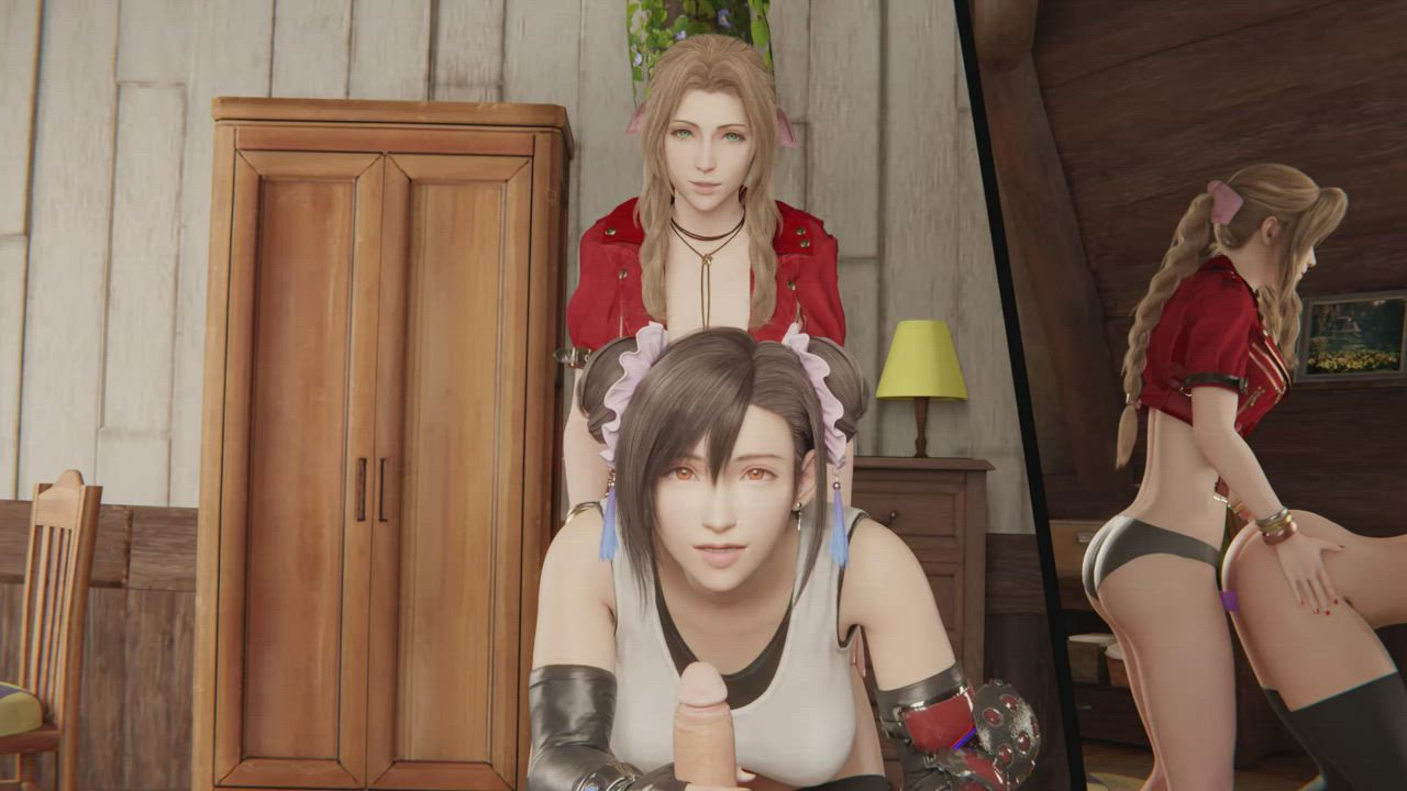 Tifa x Aerith Handjob x dildo (HentaiVR / Auxtasy) [Final Fantasy 7]