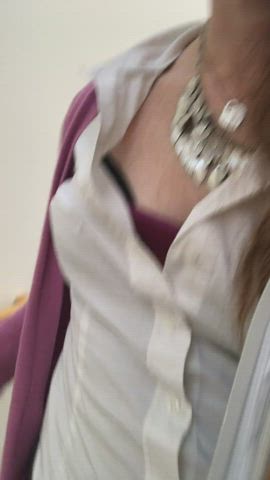 Amateur Flashing Homemade Hotwife Office Redhead gif