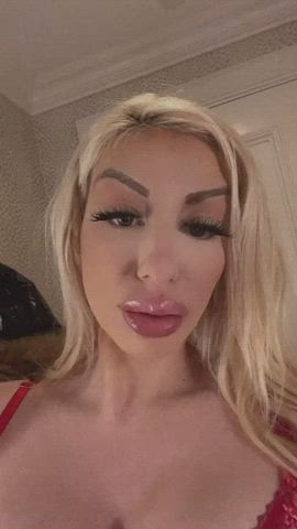 big tits blonde busty huge tits lips white girl boobs gif