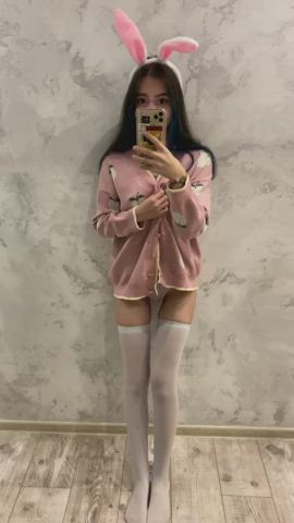 Naughty bunny wants to surprise and please you ^~^