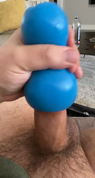 My fat cock fucking my toy until I cum