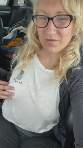 Playing with my tits at a red light