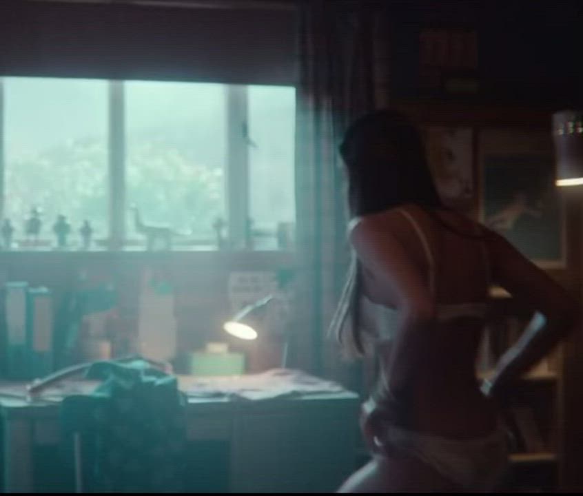 In her underwear