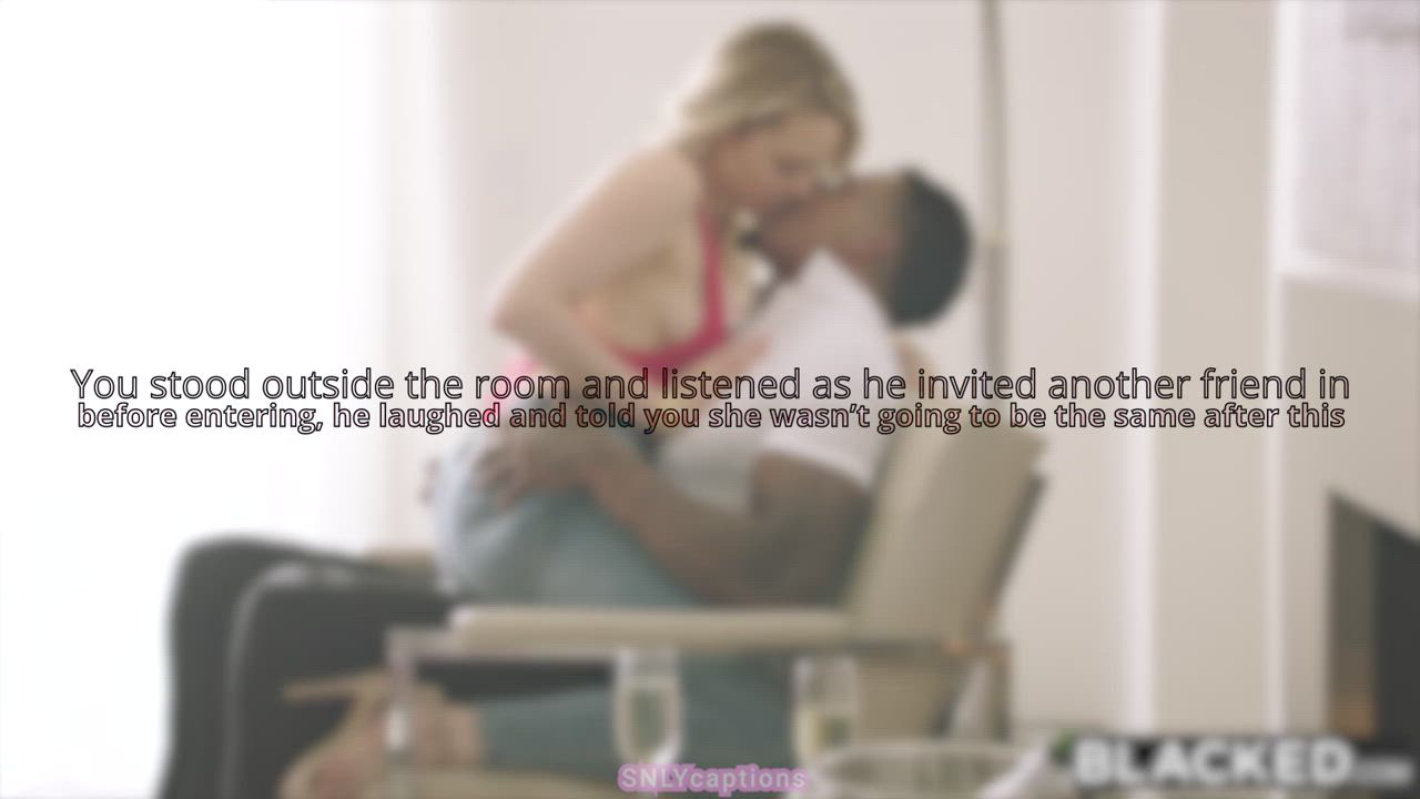BBC Caption Cheating Cuckold Girlfriend Hotwife Interracial Sharing Threesome gif