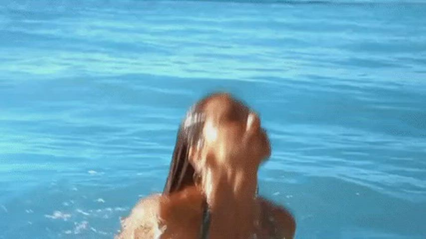 bikini cleavage model gif
