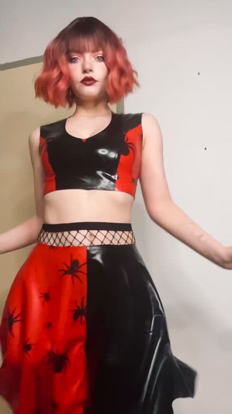 goth latex rubber skirt gif