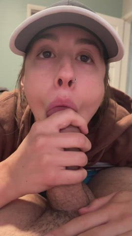 Amateur Bed Sex Blowjob CFNM Cum In Mouth Cum Swallow Cute Gagging Swallowing gif