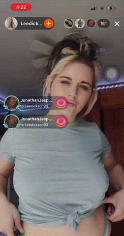 Big Tits Blonde Flashing gif