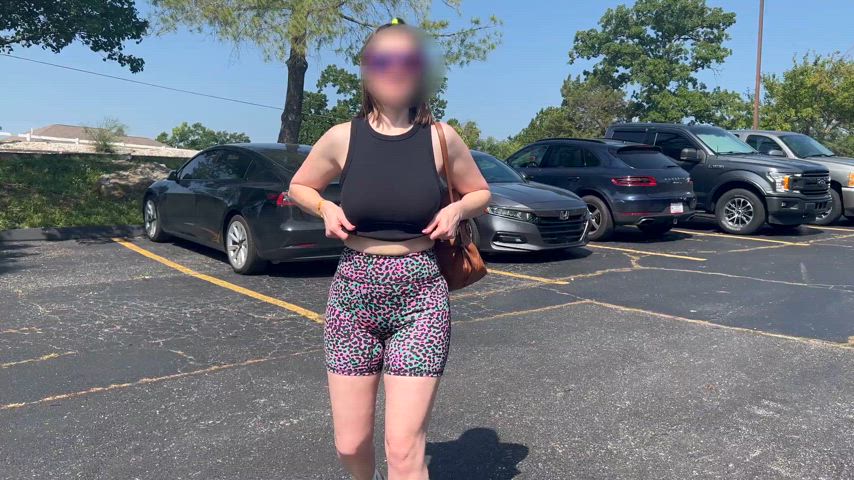 Dared to flash in the parking lot leaving the party