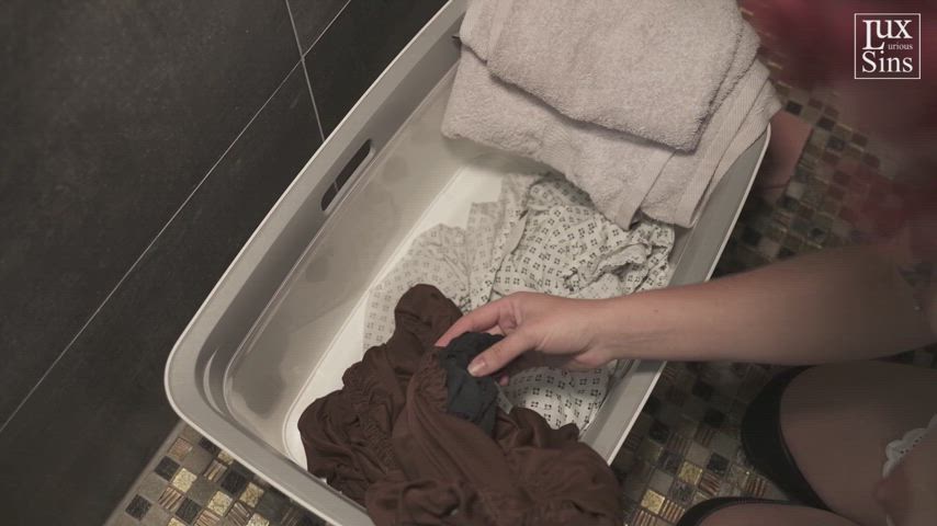 domina dominant domination dominatrix femdom laundry room maid mistress gif