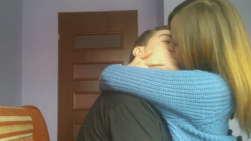 couple french kissing kiss kissing lick licking real couple sexy gif