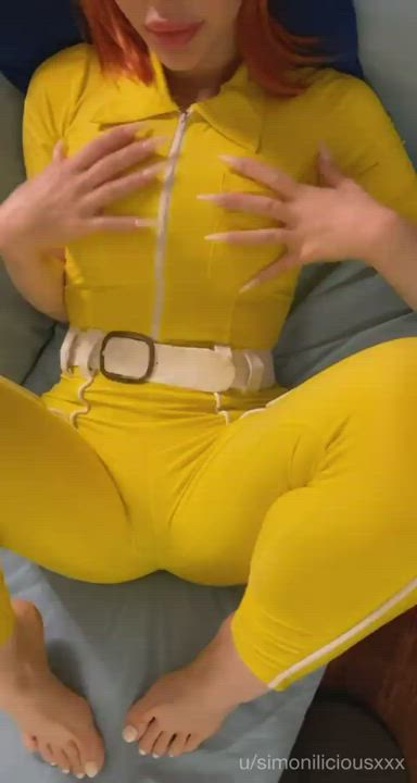 Babe Big Tits Cosplay Undressing gif