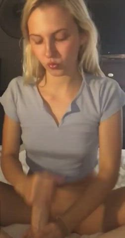 Ballplay Blonde Cum In Mouth Cumshot